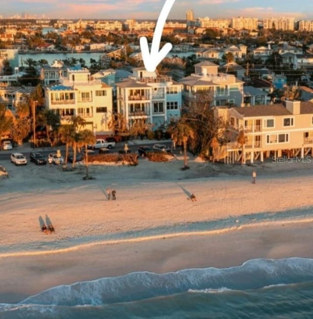 exterior space with a beach view