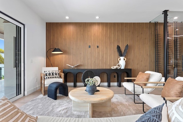 sitting room featuring light hardwood / wood-style floors