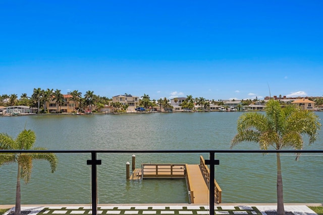 dock area featuring a water view