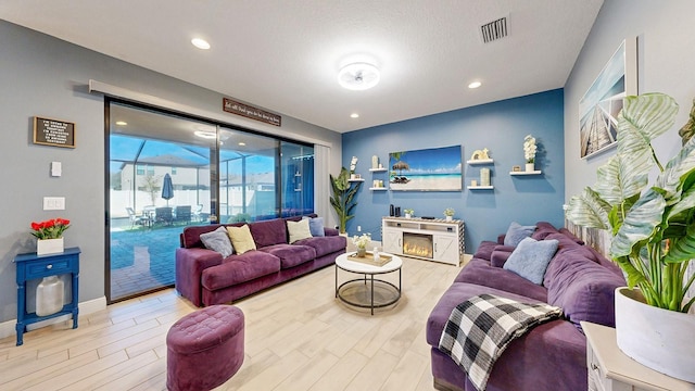 living room featuring light wood-type flooring