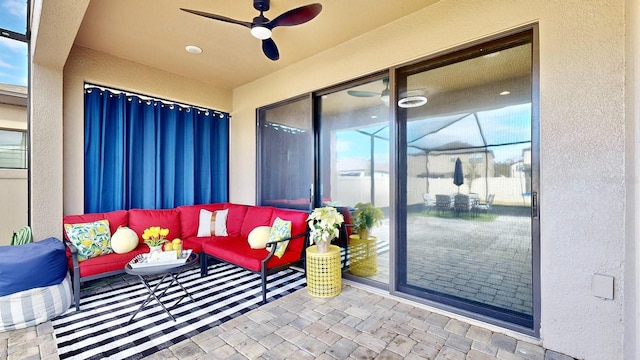 view of patio / terrace with outdoor lounge area and ceiling fan