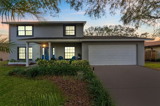 view of front facade featuring a garage