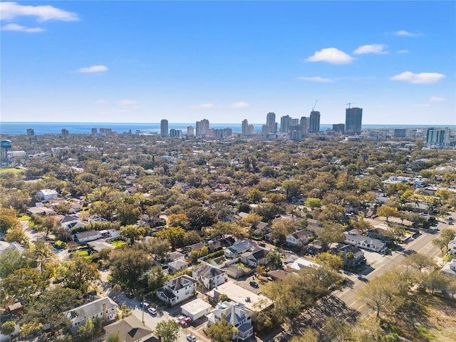 drone / aerial view featuring a city view