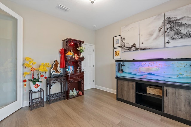 interior space with light hardwood / wood-style flooring