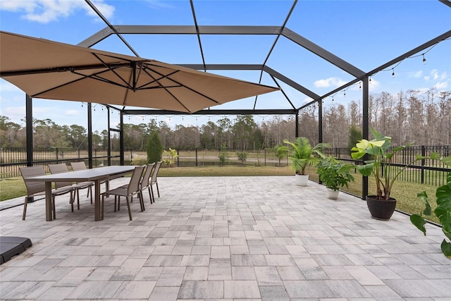 view of patio / terrace with glass enclosure