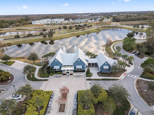 bird's eye view featuring a water view