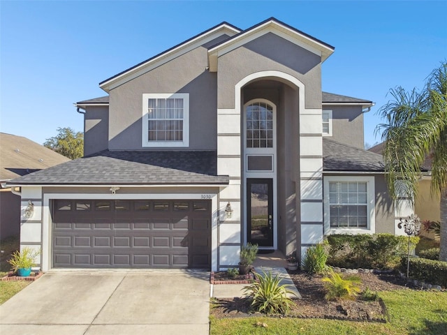 view of front of house with a garage