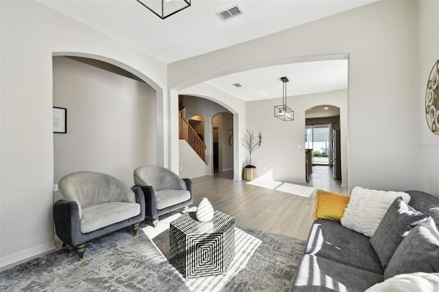 living room with hardwood / wood-style floors