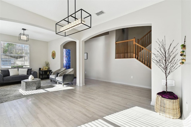 living room featuring light hardwood / wood-style flooring