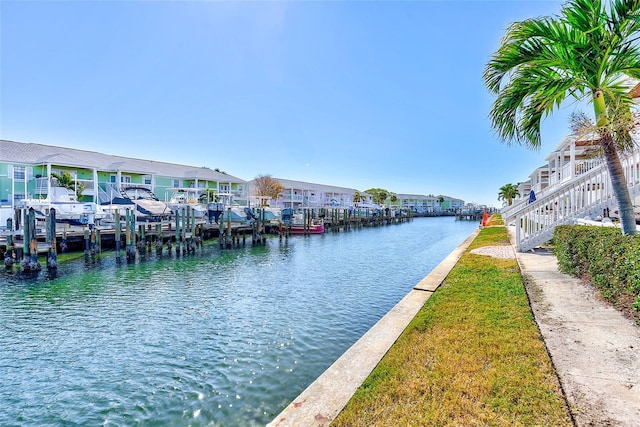 water view with a boat dock