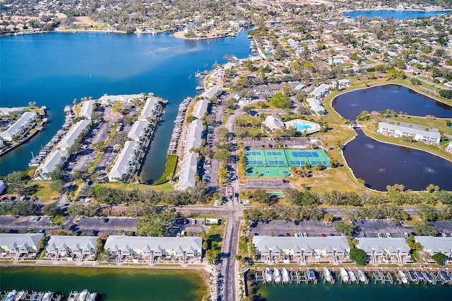 bird's eye view featuring a water view