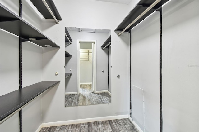 walk in closet featuring wood-type flooring