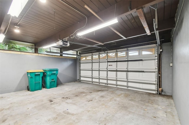 garage with a garage door opener