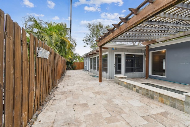 view of patio / terrace featuring a pergola