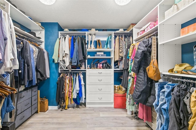 walk in closet featuring light wood-type flooring