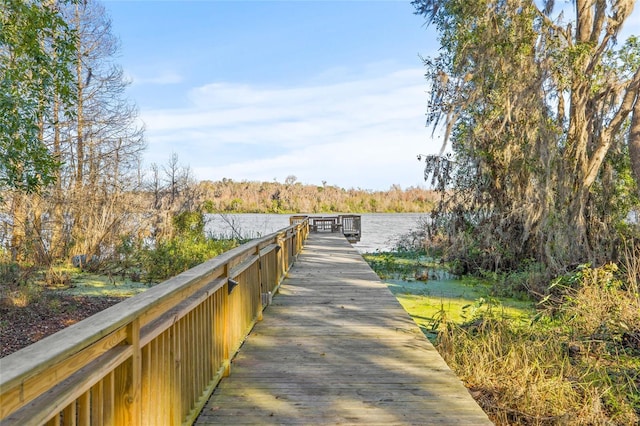 view of dock featuring a water view