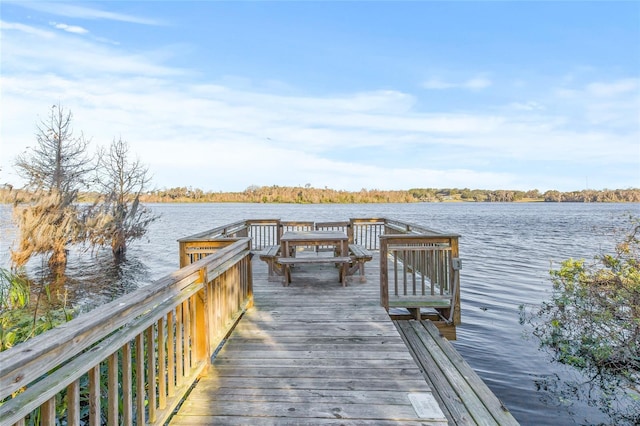 dock area featuring a water view