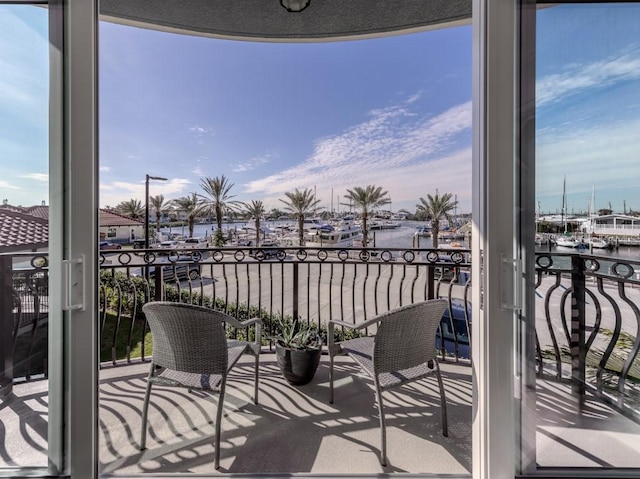 balcony with a water view