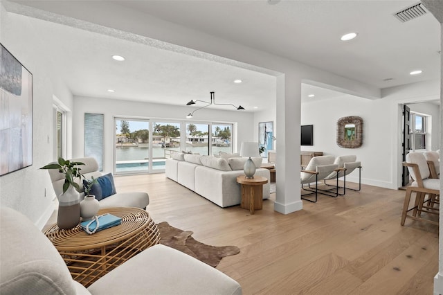 living room featuring light hardwood / wood-style floors