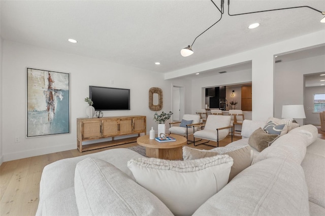 living room featuring light hardwood / wood-style floors