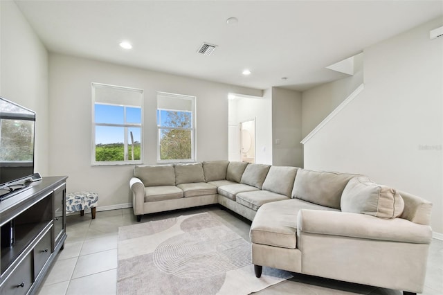 view of tiled living room