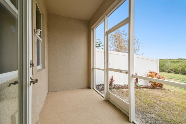 view of unfurnished sunroom