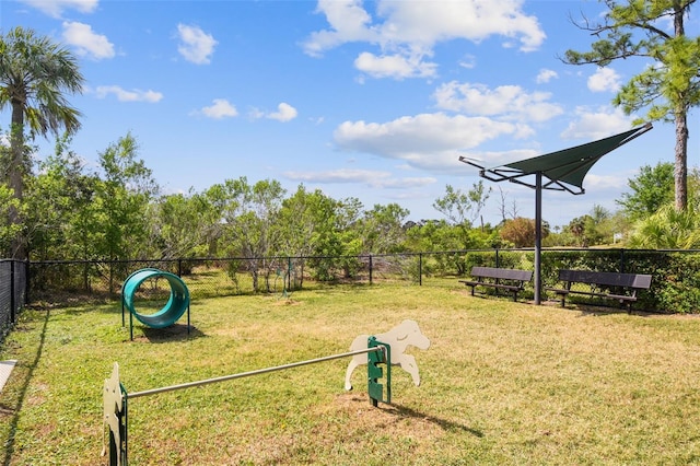 view of community featuring a lawn