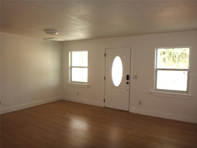 entrance foyer featuring dark hardwood / wood-style flooring