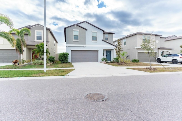 view of front of property with a garage