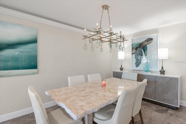 dining room with crown molding