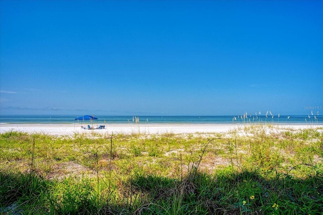 property view of water featuring a view of the beach