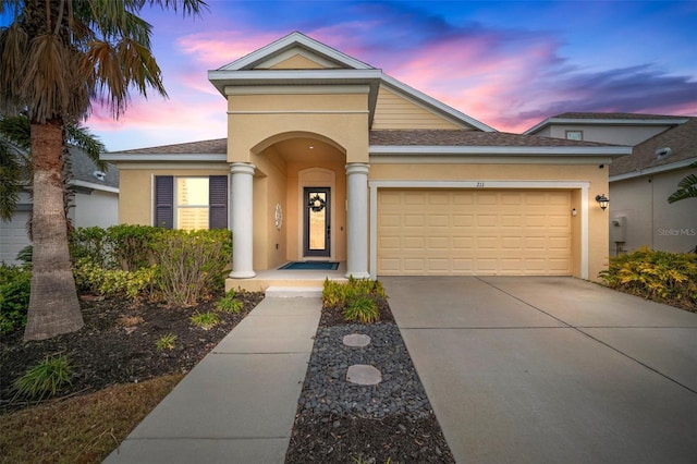 view of front of home featuring a garage