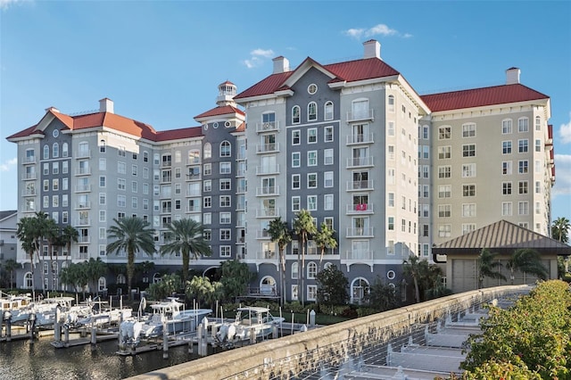 view of property with a water view