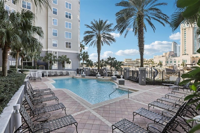 view of pool with a patio