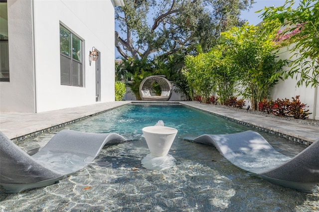 view of swimming pool featuring a patio area