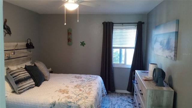 bedroom featuring ceiling fan