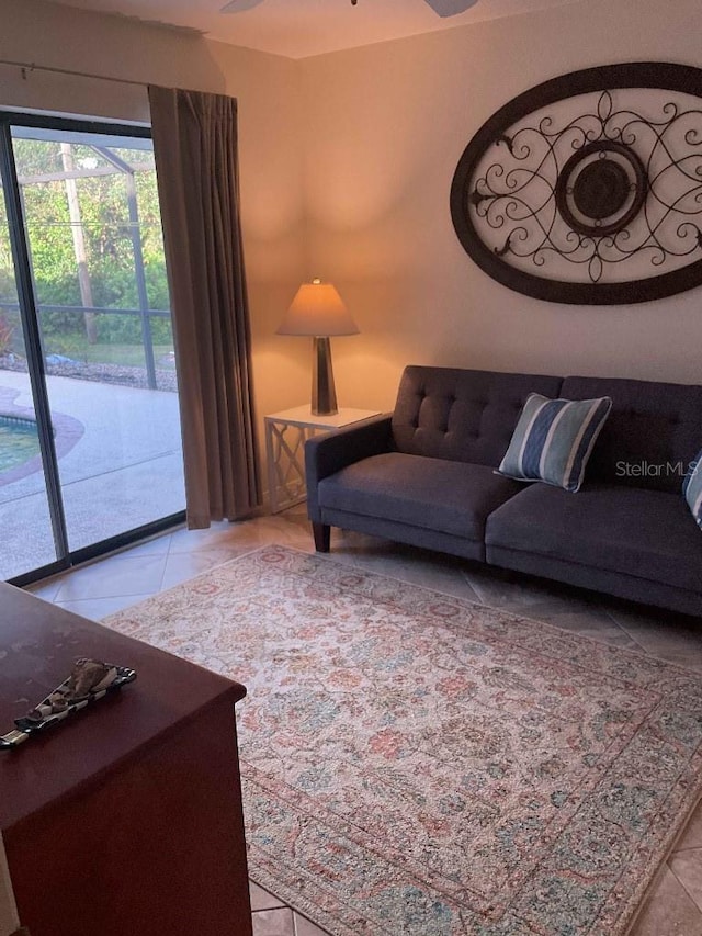 view of tiled living room