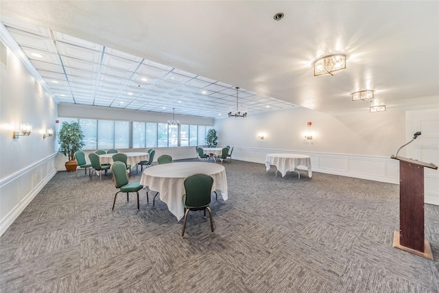 dining room with coffered ceiling