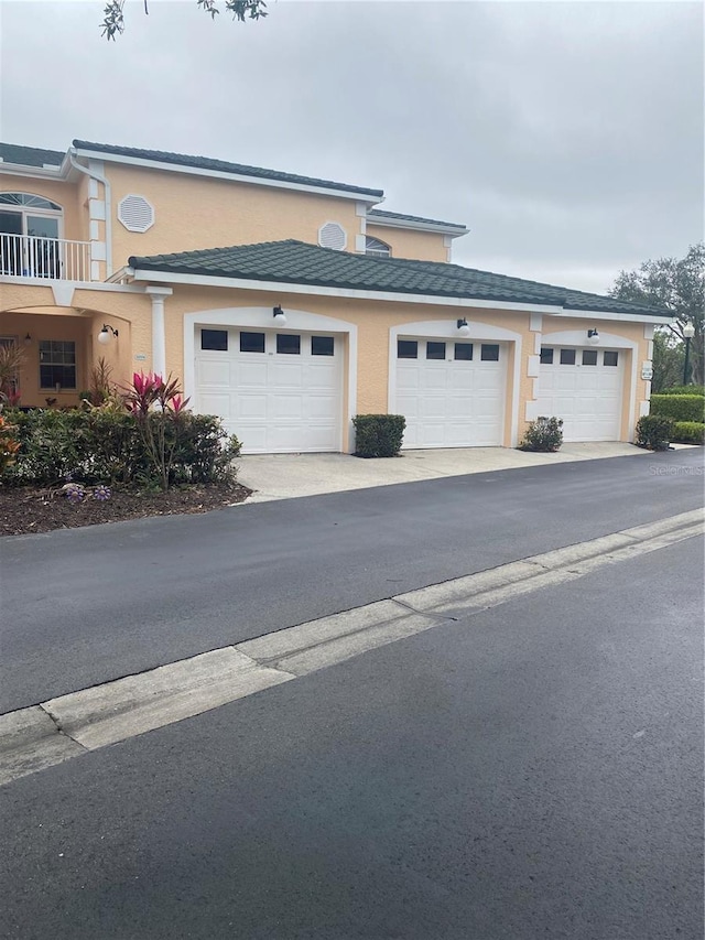 exterior space featuring a garage