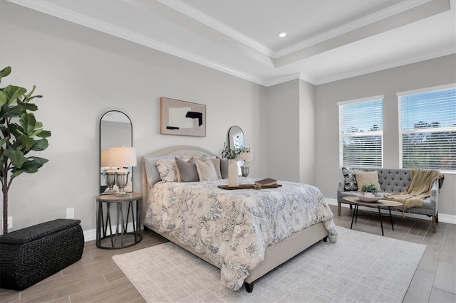 bedroom with crown molding