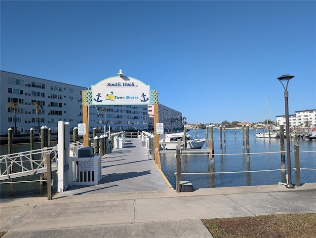 view of dock featuring a water view