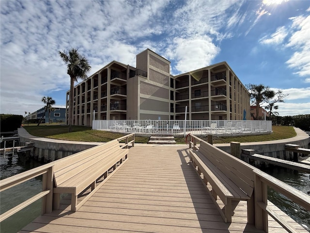 view of dock featuring a water view