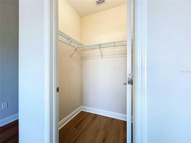 walk in closet featuring dark hardwood / wood-style flooring