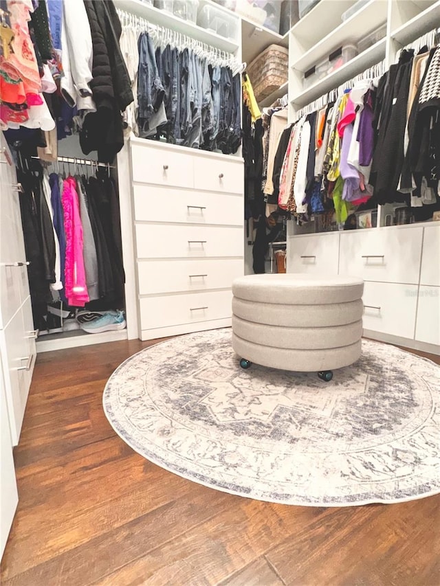 spacious closet featuring hardwood / wood-style floors