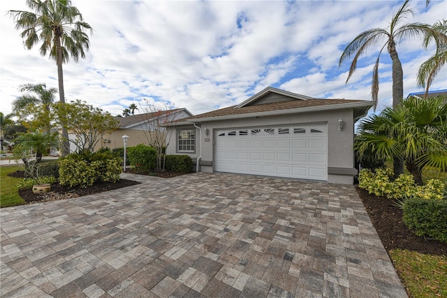 view of front of property with a garage