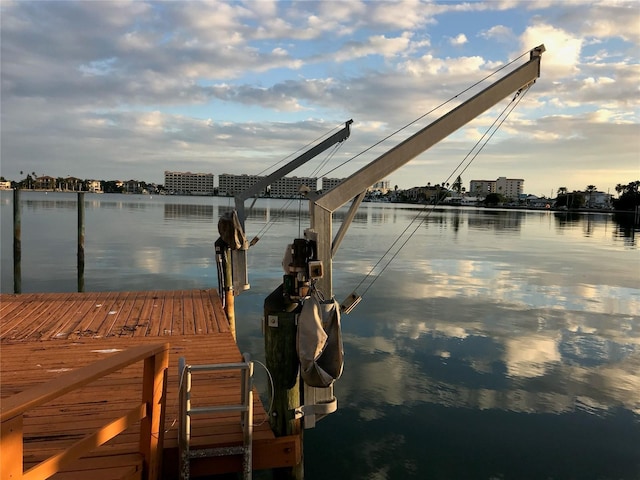 view of dock featuring a water view