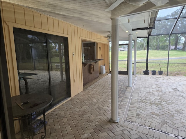 view of unfurnished sunroom