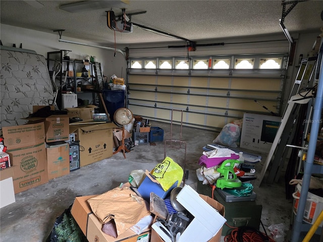 garage with a garage door opener