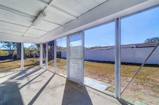 view of unfurnished sunroom