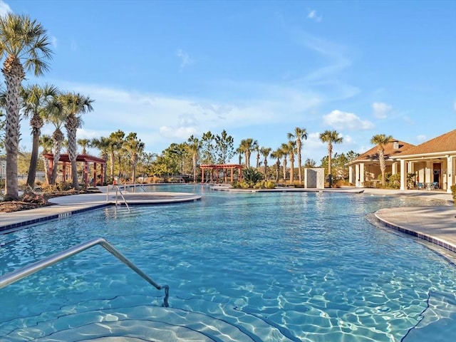 view of pool featuring a patio